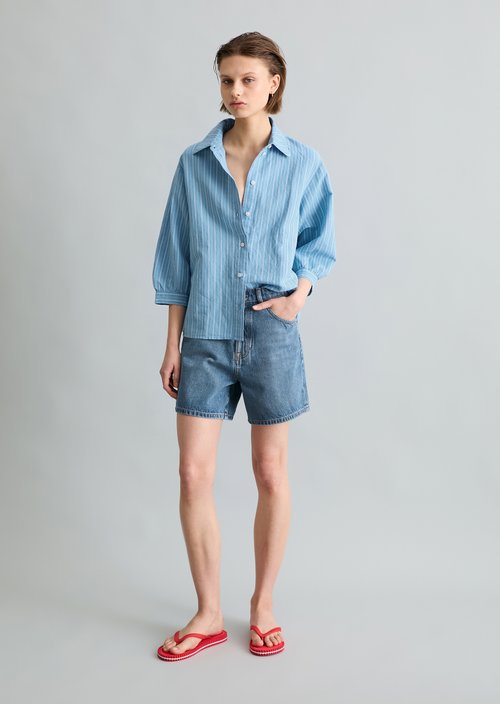 Relaxed striped blouse — Light Blue