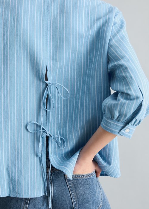 Relaxed striped blouse — Light Blue