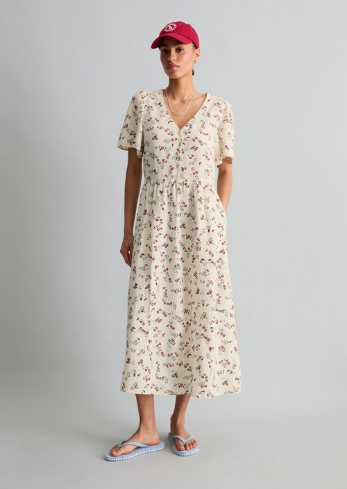 Print dress regular — Offwhite