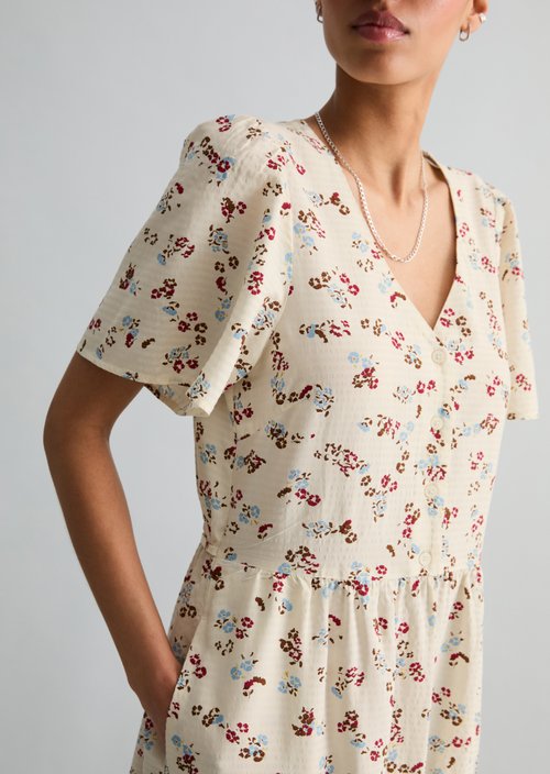 Print dress regular — Offwhite