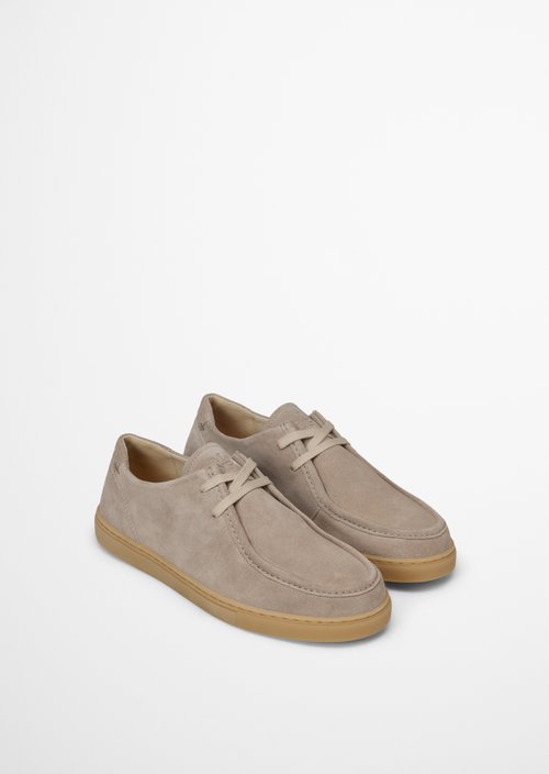 Wallabee-style slip-on model check — Light Taupe