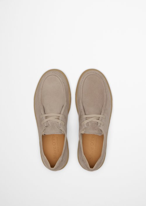 Wallabee-style slip-on model check — Light Taupe
