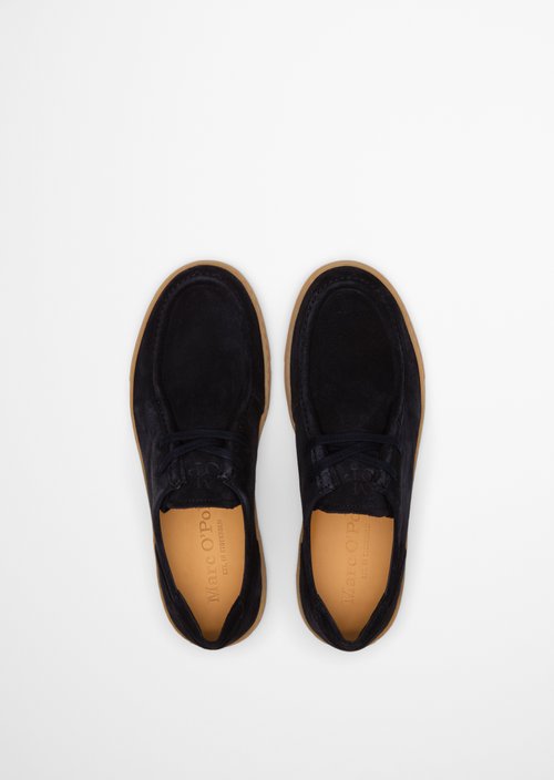 Wallabee-style slip-on model check — Dark Navy