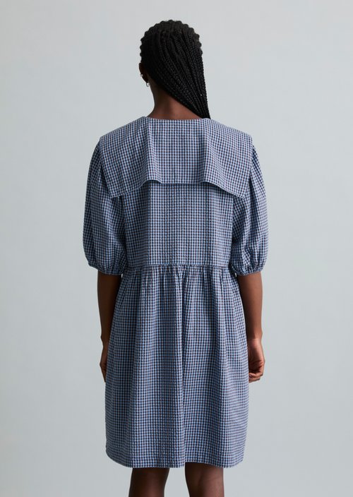 Relaxed fit seersucker dress — Light Blue