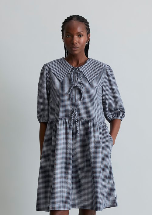 Relaxed fit seersucker dress — Light Blue