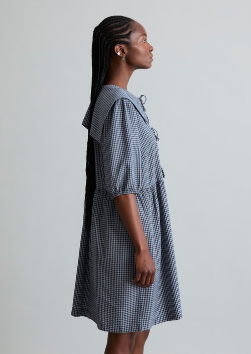Relaxed fit seersucker dress — Light Blue