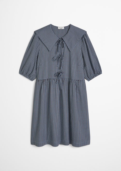 Relaxed fit seersucker dress — Light Blue