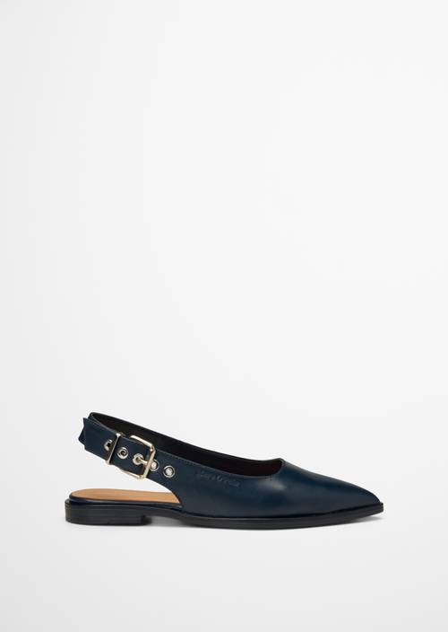 Ballerine slingback modèle Camilla True Navy vue extérieure de la chaussure droite