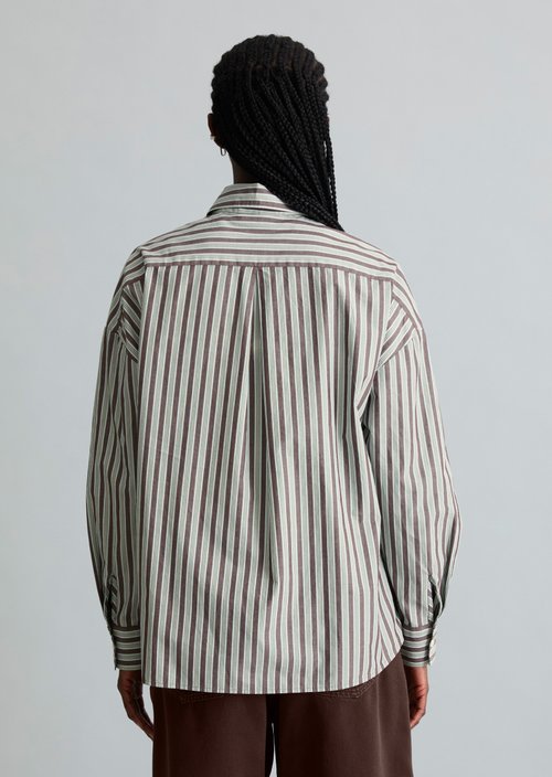 Regular striped blouse — Dark Brown