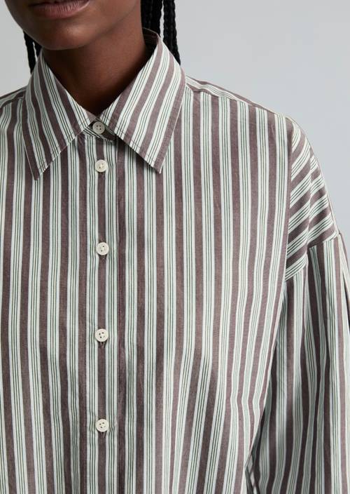 Blouse à rayures regular Dark Brown en vue détaillée