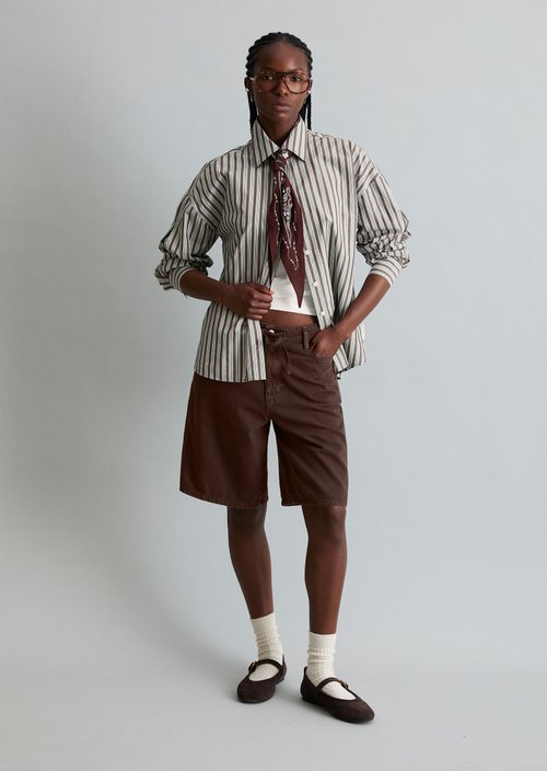 Regular striped blouse — Dark Brown