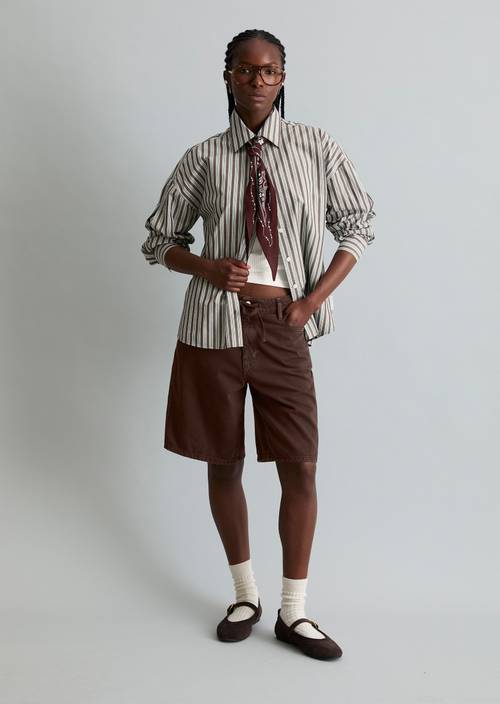 Blouse à rayures regular Dark Brown en vue de face