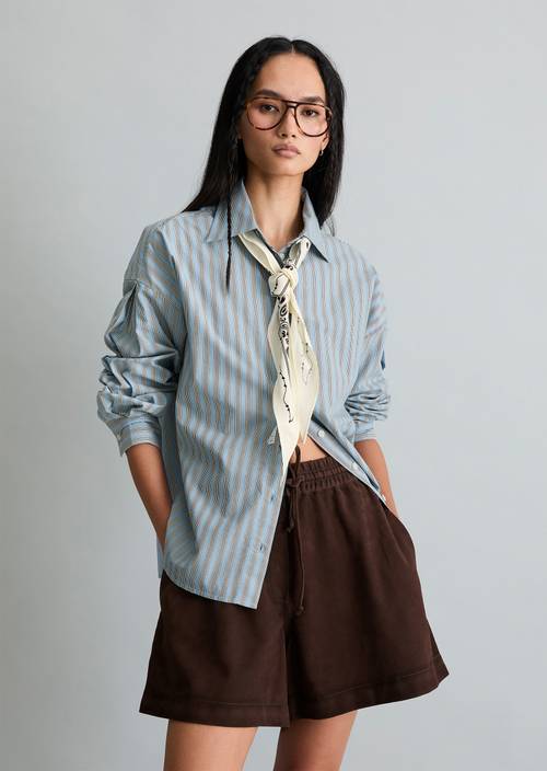 Blouse à rayures regular Light Blue en vue de face