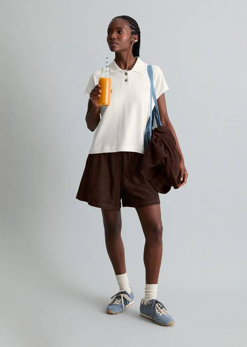 Polo large Silky White en vue de face