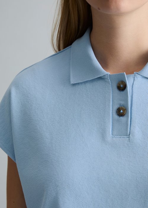 Polo shirt wide — Flaxflower Blue