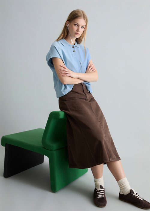 Polo shirt wide — Flaxflower Blue