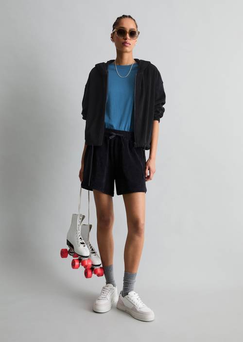 Frottee-Jacke relaxed Blue Depths in Frontalansicht