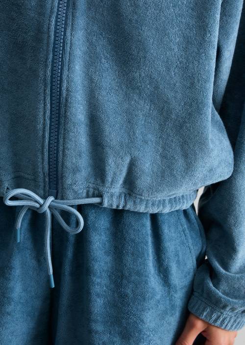 Frottee-Jacke relaxed Medium Blue 4671 in Detailansicht