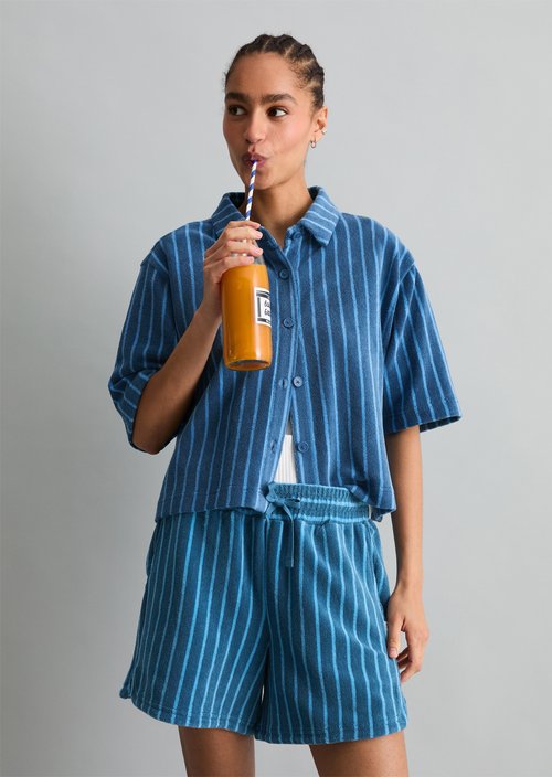 Terry overshirt boxy — Medium Blue