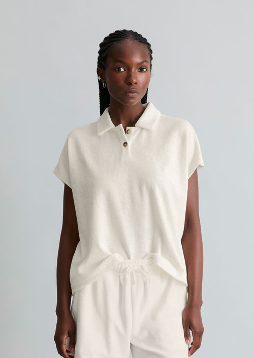 DfC terry cloth polo shirt relaxed — Silky White