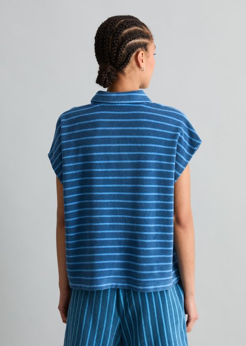 Relaxed terry polo shirt — Medium Blue
