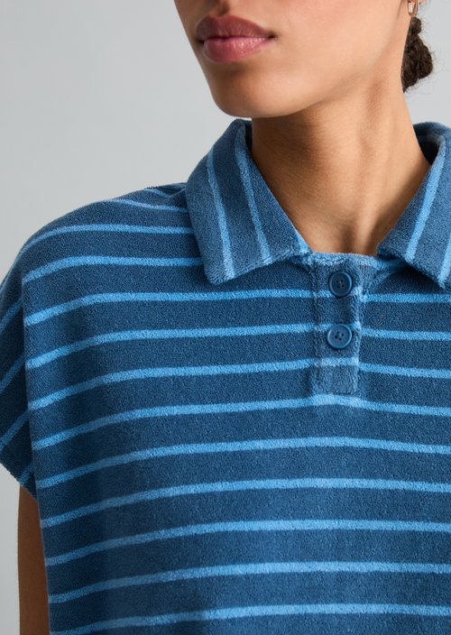 Relaxed terry polo shirt — Medium Blue