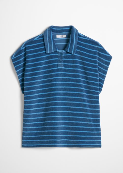 Relaxed terry polo shirt — Medium Blue