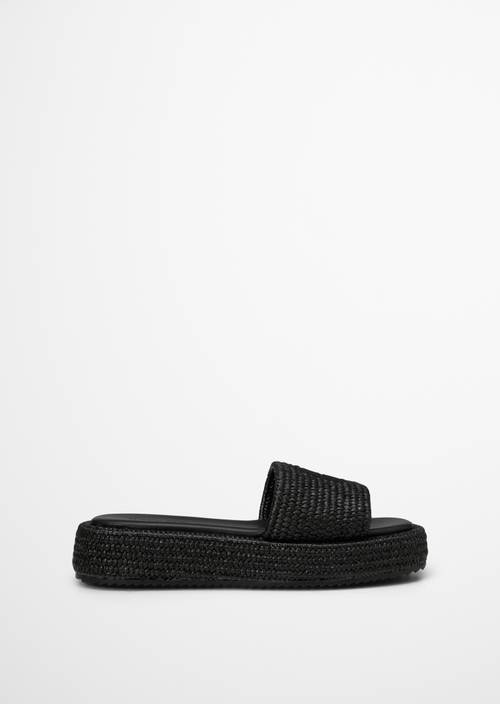 Platform slides model Larissa Black right shoe outer view