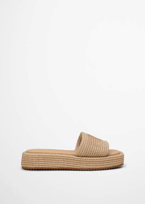 Platform slides model Larissa Chalky Sand right shoe outer view