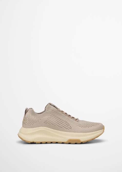 Zapatilla de punto modelo Liv Dusty Beige Melange vista exterior del zapato derecho