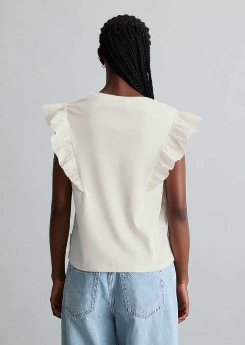 Sleeveless ruffle top regular — Silky White