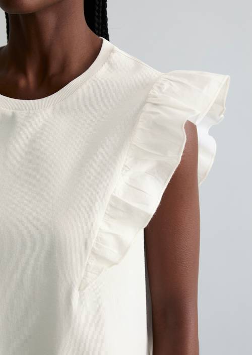 Top à volants sans manches regular Silky White en vue détaillée
