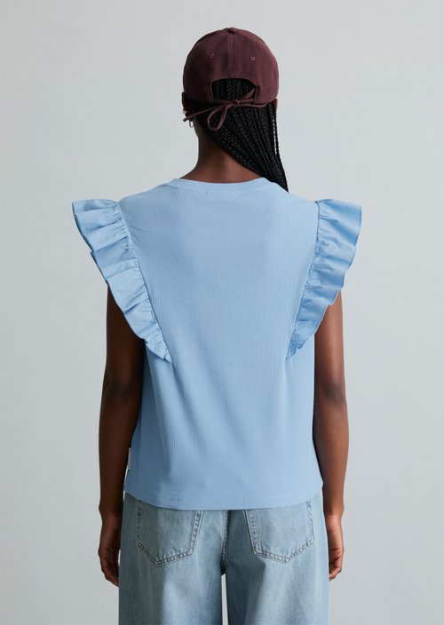 Sleeveless ruffle top regular — Flaxflower Blue