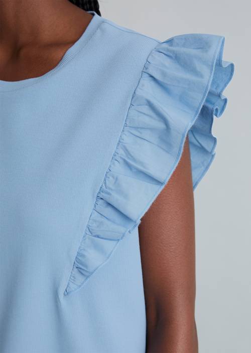 Sleeveless ruffle top regular Flaxflower Blue in detail view