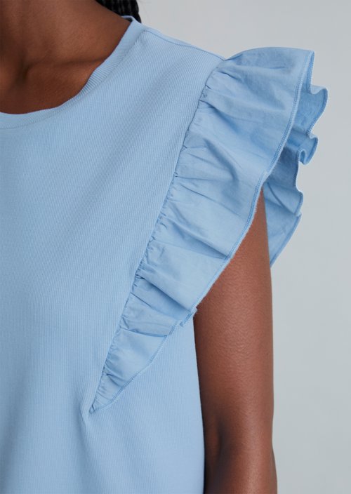 Sleeveless ruffle top regular — Flaxflower Blue