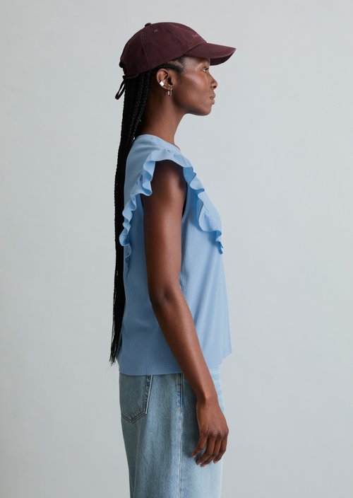 Sleeveless ruffle top regular — Flaxflower Blue