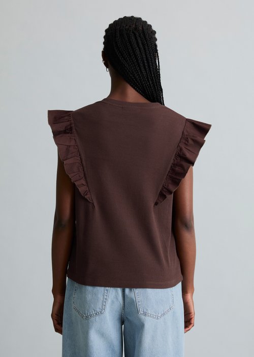 Sleeveless ruffle top regular — Burnt Aubergine