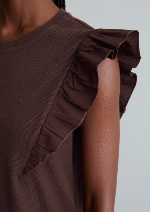 Sleeveless ruffle top regular — Burnt Aubergine