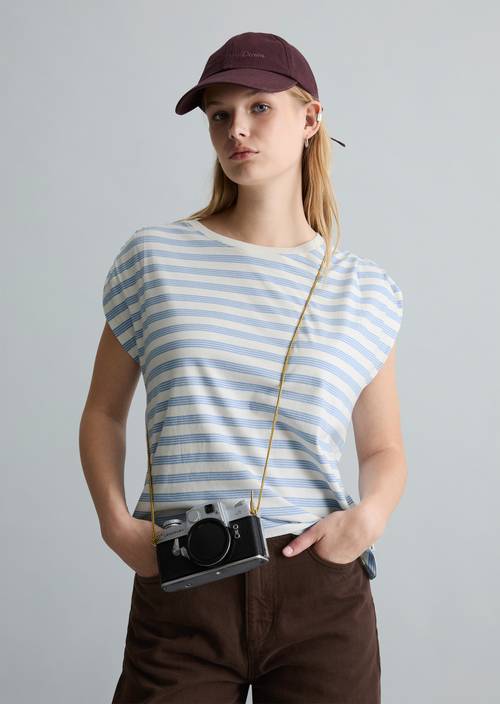 T-shirt rayé relaxed Offwhite en vue de face