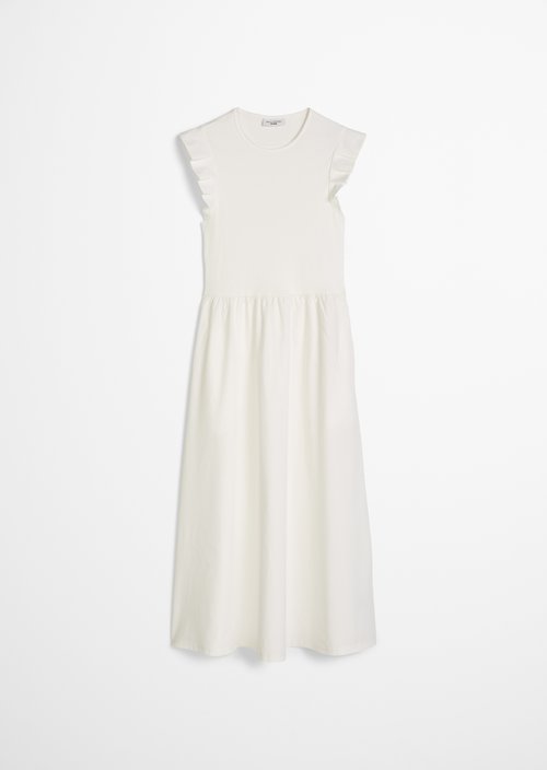 Flounce jersey dress flared — Silky White