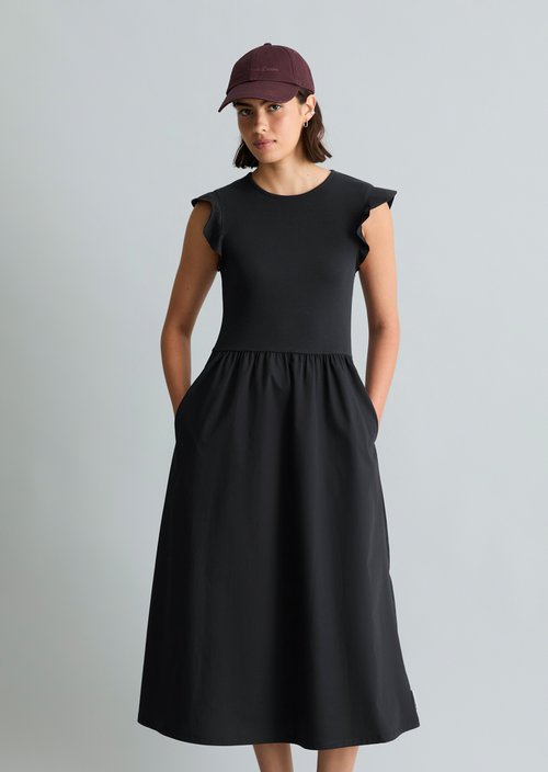 Flounce jersey dress flared — Blue Depths