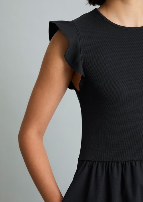 Flounce jersey dress flared — Blue Depths