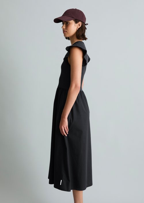 Flounce jersey dress flared — Blue Depths