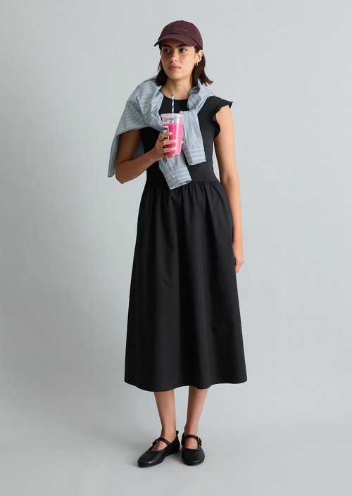 Flounce jersey dress flared — Blue Depths