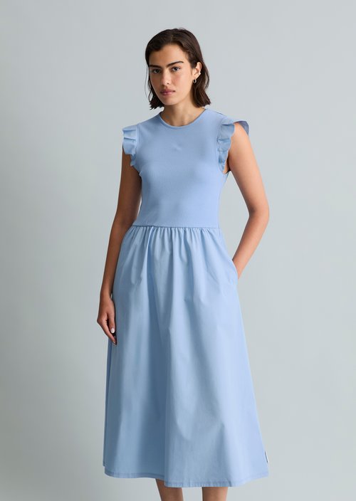 Flounce jersey dress flared — Flaxflower Blue