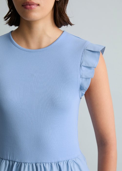 Flounce jersey dress flared — Flaxflower Blue