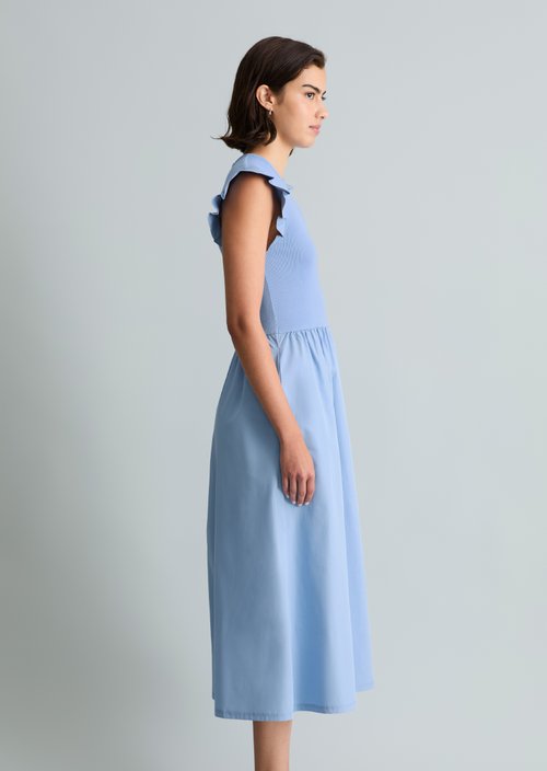 Flounce jersey dress flared — Flaxflower Blue