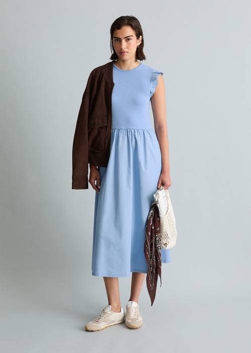 cotton flounce dress Lela Rose White Cotton Poplin Asymmetrical Flounce Dress White / 0