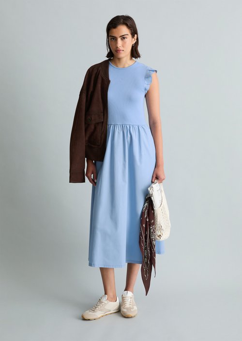Flounce jersey dress flared — Flaxflower Blue