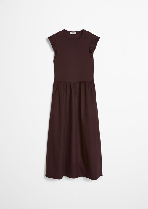 Flounce jersey dress flared — Burnt Aubergine